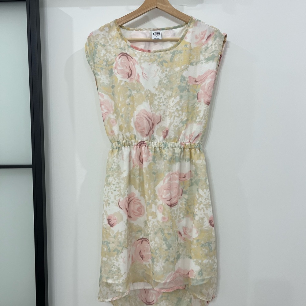 Vero Moda Floral Print Dress - Pink and Cream